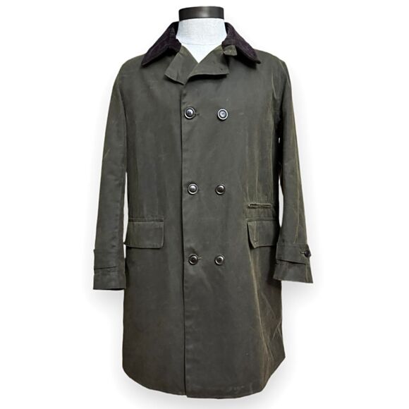 Barbour Icons Haydon Waxed Double-Breasted Coat Jacket NWT Mens Medium Olive D/C - Picture 2 of 16